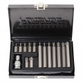 Набор бит TORX с отверстием и битодержателем,15пр. 1/2"(L:30/75мм; Т20,Т25,Т30,Т40,Т45,Т50,Т55), в металлическом кейсе F-4156TH