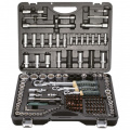 ROCK FORCE Набор инструментов 150+6пр.1/4" 3/8" 1/2"(6-гр.)(4-36мм; 3/8":10-19мм 12гр.; 1/2":27,30,32,36-12гр.)+(биты 5/16":М6,8,10,12,14; гибкий удлинитель 1/4") RF-41501-5 PREMIUM