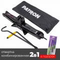 PATRON Домкрат механический "ромб"  1,5т (h min 115мм, h max 400мм)+P013K Отвертка переставная 2в1(РН2хSL5.5мм) P-ST-60