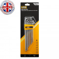 JCB Ключи Г-образные TORX экстра длинные, набор 7пр. (Т10Н, Т15Н, Т20Н, Т25Н, Т27Н, Т30Н, Т40Н-с отверстием) JCB-5071TXL