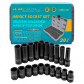 ILOFORCE Набор головок 20пр., 1/2" (6гр.) (короткие 38мм/глубокие 78мм: 10-19мм) в пласт.кейсе IF-4201-5K