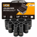 JCB Набор головок ударных глубоких 3/4" 10пр. (12гр.) (17,19,22,24,27,30,32,36,41,46мм) JCB-6108-9MPB