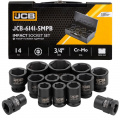 JCB Набор головок ударных 3/4" 14пр. (6гр.) (17,19,21,22,24,27,30,32,34,35,36,41,46,50) в кейсе JCB-6141-5MPB