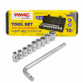 WMC TOOLS Набор головок торцевых 6-гранных с Г-образным воротком 220мм 10пр. 1/2" (8, 10-14, 17, 19, 21мм) в пласт. кейсе WMC-4104-5