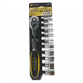 ЭВРИКА Набор торцевых головок с трещоткой ER-96090 1/2" DR 10-24мм 11 предметов, 72 зуб. (на держателе)