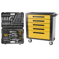 Комплект Набор инструментов JCB 216пр. 1/4'', 3/8'', 1/2''(6гр.)(4-32мм) JCB-38841 и Тележка инструментальная 5 ящиков, Цвет:желтый