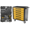 Комплект Набор инструментов JCB 216пр. 1/4'', 3/8'', 1/2''(6гр.)(4-32мм) JCB-38841 и Тележка инструментальная 6 ящиков, Цвет:желтый