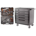 Комплект Набор инструментов KINGQUEEN 129 пред, 1/4'', 3/8", 1/2''(6гр.)(4-32мм) WIB-90015  и Тележка инструментальная 5 ящиков, Цвет:серый