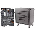 Комплект Набор инструментов KINGQUEEN 137 пред, 1/4'', 1/2''(6гр.)(4-32мм) WIB-90012  и Тележка инструментальная 5 ящиков, Цвет:серый
