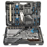FORSAGE 1/4",3/8",1/2" Набор инструмента 142+6пр. (6-гран.)(4-36мм; 27,30,32,36-12гр.)+(ключи трещоточные:8х10,12х13,14х15,16х17,18х19мм, бокорезы-7") F-41421-5 Premium