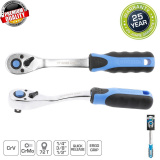 HOGERT TECHNIK Трещотка изогнутая с кнопкой 3/8", 72 зубца HT1R328
