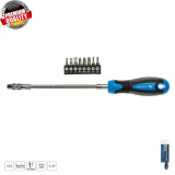 HOGERT TECHNIK Отвертка с гибким стержнем и комплектом бит (SL4/ SL5/ SL6/ PH1/ PH2/ PH3/ T15/ T20) 8 шт. HT1S090