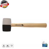 HOGERT TECHNIK Молоток резиновый чернобелый 450 г с деревянной рукояткой HT3B044