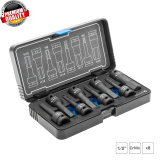 HOGERT TECHNIK Набор торцевых головок-бит, ударных шестигранных, 8 шт., 1/2", CrMo HT6R004