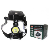 ROCK FORCE Фонарь светодиодный аккумуляторный налобный (10W LED,1500Lm,,2000mAh,зарядка12V,время раб.4ч,время заряд.6ч,защита гнезда зарядки) RF-01156