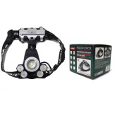 ROCK FORCE Фонарь светодиодный аккумуляторный налобный(5W LED,500Lm,2000mAh,зарядка12V,время раб.4ч,время заряд.5ч,защита гнезда зарядки,синий/белый/желтый свет) RF-01157
