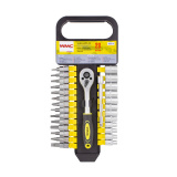WMC TOOLS Набор головок и бит с трещоткой 28пр. 1/4''(4-13мм, Torx:T10,15,20,25,30, Hex:3-6мм,SL:4,5.5,7мм, PH1,2),в пластиковом держателе WMC-2028-5