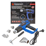 FORSAGE Фен промышленный электрический с дисплеем и насадками (220В,50/60Гц,2000Вт, 60-600С°, 300-500л/мин,класс защиты-двойная изоляция) F-HG60-2000LCD