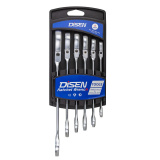 DISEN Ключи трещоточные с шарниром (8-17мм), набор 6пр. DSH1503F