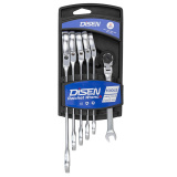 DISEN Ключи трещоточные с шарниром (8-17мм), набор 6пр. DSH1504F