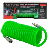 ROCK FORCE Шланг витой полиуретановый 12мм х 8мм х 5м с быстроразъемами RF-1208-5Green