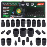 ROCK FORCE Головки ударные, набор 25пр. 1/4", 1/2" (6гр.) RF-50121K