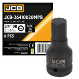 JCB Головка-бита ударная 6-гранная 3/4", 20мм JCB-26410020MPB