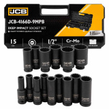 JCB Головки ударные глубокие, набор 15пр., 1/2" (12гр.) JCB-4166D-9MPB
