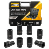 JCB Набор головок ударных глубоких 8пр. 1" (12-гран) (22,24,27,30,32,36,38,41) в кейсе JCB-8081-9MPB