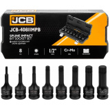 JCB Набор головок-бит SPLINE ударных 8пр. 1/2" JCB-40811MPB