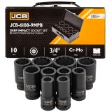 JCB Набор головок ударных глубоких 3/4" 10пр. (12гр.) (17,19,22,24,27,30,32,36,41,46мм) JCB-6108-9MPB