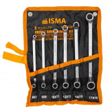 ISMA Ключи накидные, отогнутые на 75град., набор 6пр. (6х7, 8х9, 10х11, 12х13, 14х15, 17х19мм) ISMA-50610P