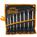 ISMA Ключи накидные, отогнутые на 75град., набор 8пр. (6х7, 8х9, 10х11, 12х13, 14х15, 16х17, 18х19, 21х22мм) ISMA-5088P