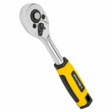 MEGATOOLS Трещотка реверсивная с двухкомпонентной резиновой рукояткой 1/4'' (длина 150мм, 24зуб, хромиров. покрытие с доп. термообработкой) MT-80229