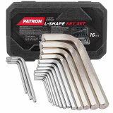 PATRON Ключи Г-образные 6-гранные, набор 13+3пр. (2, 2.5, 3-8, 10, 12, 14, 17, 19мм + T25, T30, T40) P-5137D+3
