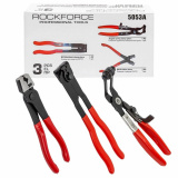 ROCK FORCE Клещи для снятия и установки хомутов, набор 3пр. RF-5053A