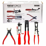 YATAFORCE Клещи для снятия и установки хомутов в комплекте с приспособлением для установки ленточных хомутов шруса, набор 4пр. YF-5050A