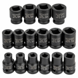 ROCK FORCE Головки ударные торцевые 1/2", набор 16пр. 4-х Гранные RF-4169-4MPB