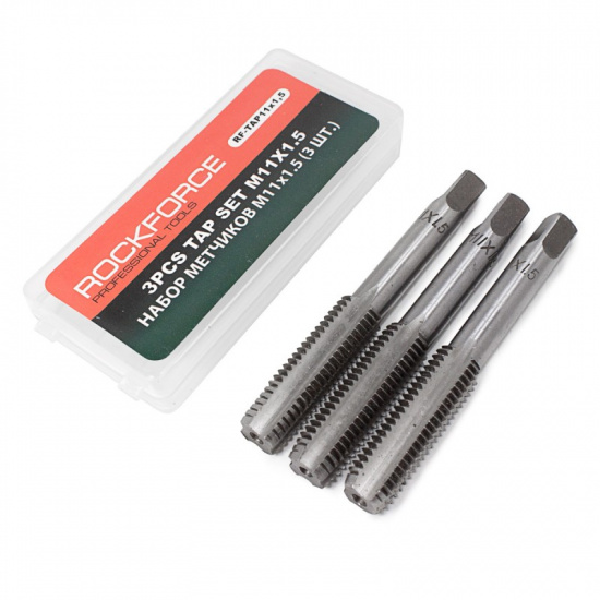 ROCK FORCE Метчик M11x1,5 (3шт), в пластиковом футляре RF-TAP11x1,5 - 1