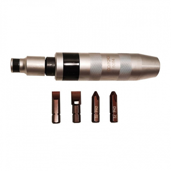 ROCK FORCE Отвертка ударная с набором бит и адаптером, 6пр 1/2"(F)х5/16"(F) (PH2,3х36мм; SL9,11х36мм) в метал. кейсе RF-5064 - 1