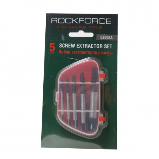 ROCK FORCE Набор экстракторов резьбы HSS 4241,5пр.(М3-М18, "мелкий шаг"), в пластиковом футляре RF-63005A(NEW!) - 1