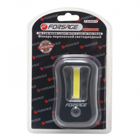 FORSAGE Фонарик переносной светодиодный в комплекте с батарейками (торцевой свет 4LED, боковой свет CUB, 3xAAA), в блистере F-68613(F-01X0074) - 1