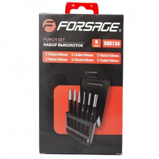 FORSAGE Набор выколоток, 6пр.(3х150мм-2шт., 5х150мм-2шт., 8х150мм-2шт.),в металлическом футляре F-50613A - 1