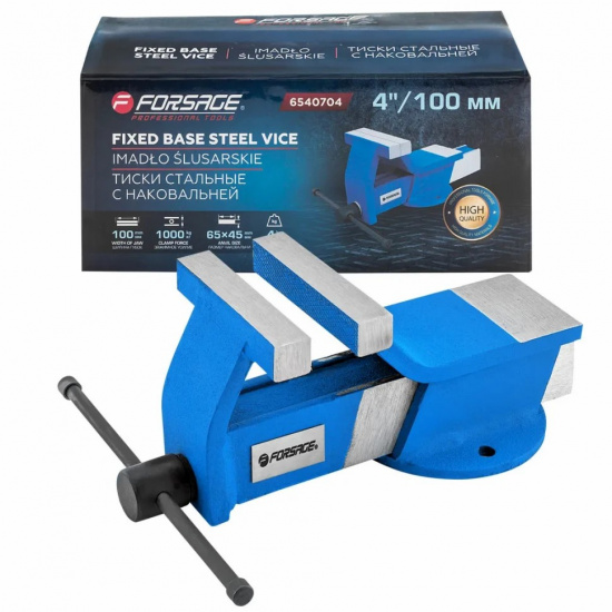FORSAGE Тиски стальные с наковальней 4"-100мм F-6540704 - 1