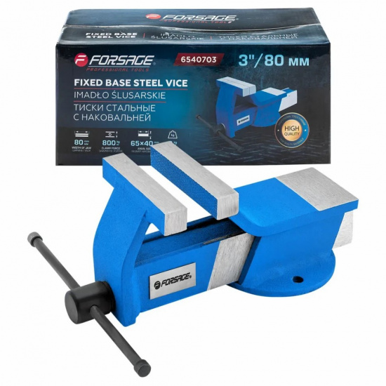 FORSAGE Тиски стальные с наковальней 3"-80мм F-6540703 - 1