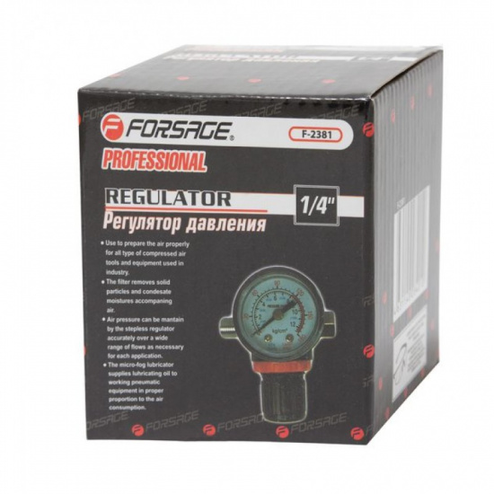 Регулятор давления воздуха с индикатором 1/4"(F)x1/4"(M) (0-12bar, нижнее расположение регулятора) F-2381 - 1