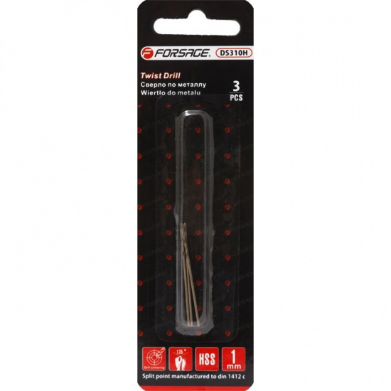 FORSAGE Сверло по металлу 1.0мм HSS+Co (3шт) F-DS310H - 1