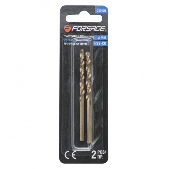 FORSAGE Сверло по металлу 4.0мм HSS+Co (2шт) F-DS240H - 1