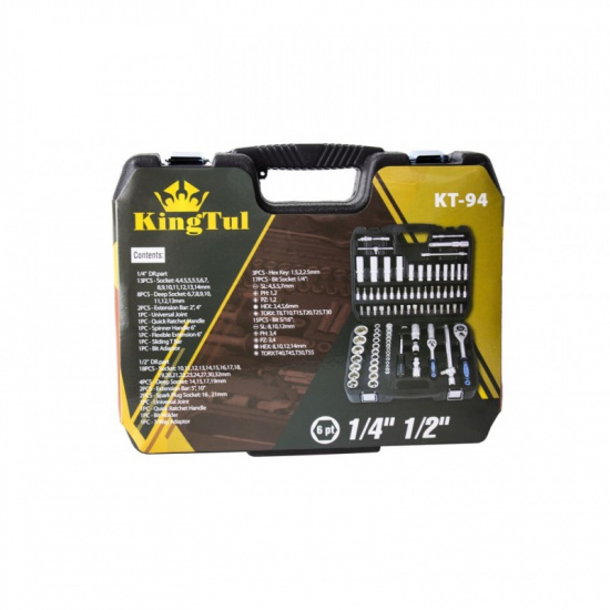 KINGTUL Набор инструментов 94пр. 1/2'', 1/4'' (6гр.)(4-32мм) KT-94 - 1