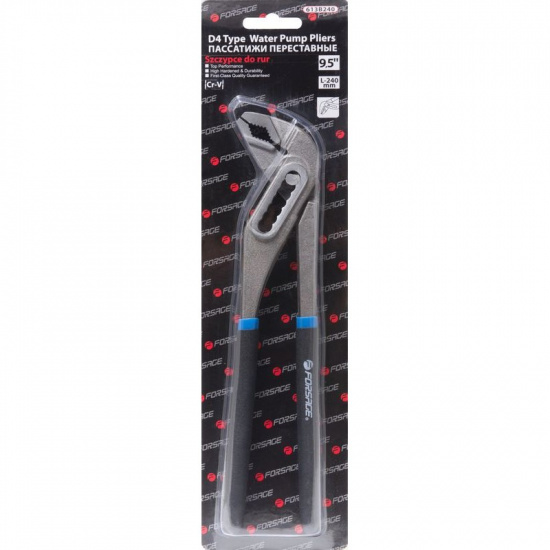 FORSAGE Пассатижи переставные сантехнические Cr-V 9.5"-240мм, в блистере F-613B240 - 1